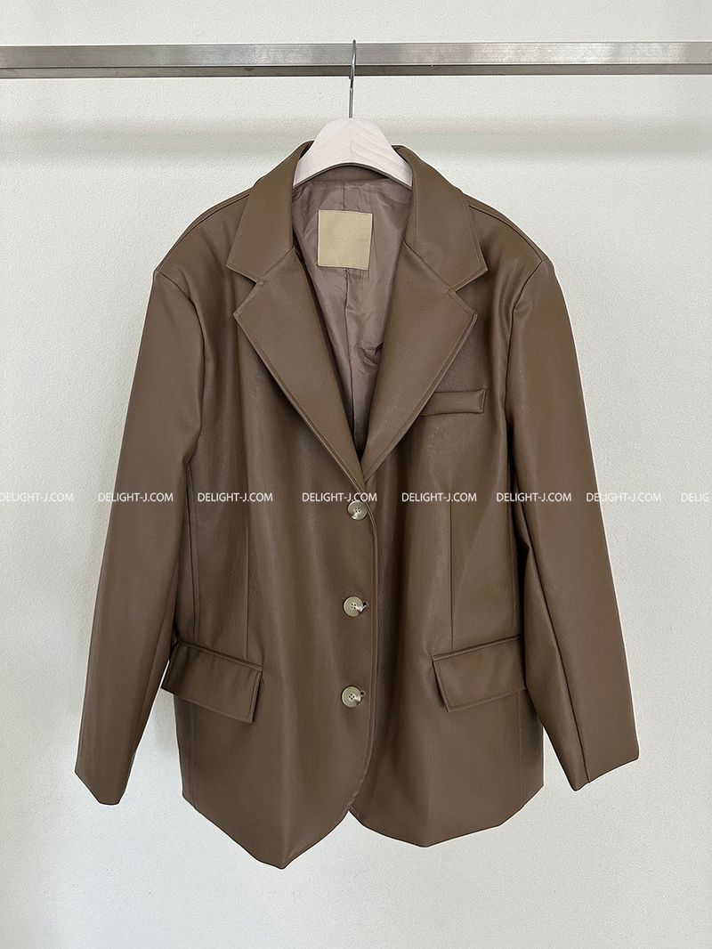 leather oversized-fit blazer jacket