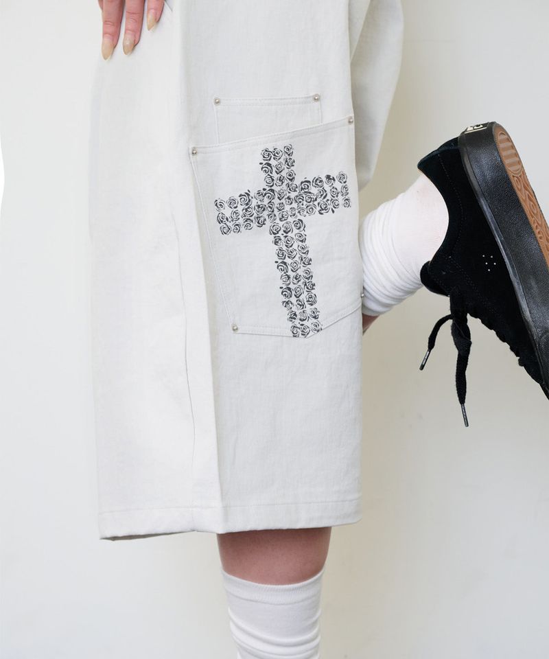 CROSS POCKET BERMUDA PANTS - LIGHT GRAY