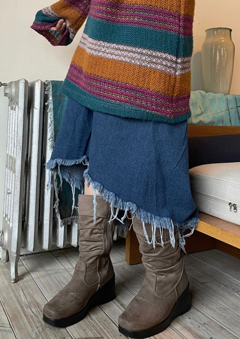 vintage jean damage long skirt