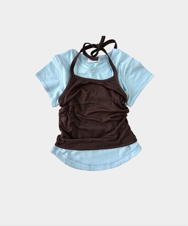Halter ballet layered top