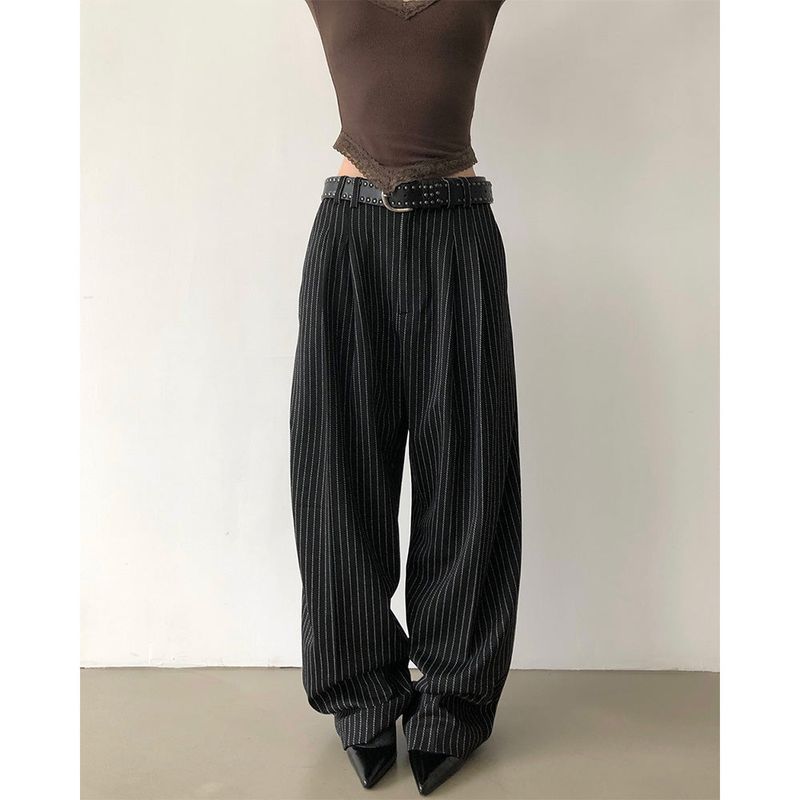 [UNISEX] Stripe Curved Slacks