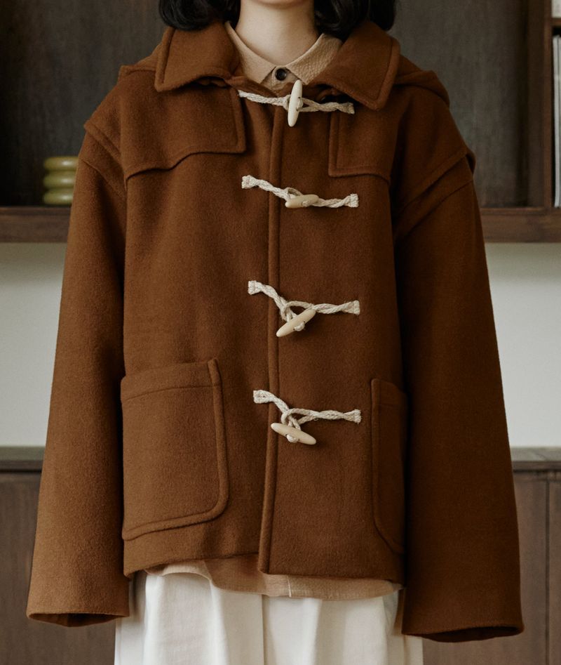 unisex half duffle coat camel