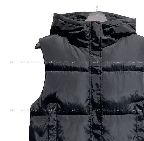 Haen crop hooded vest padded jacket