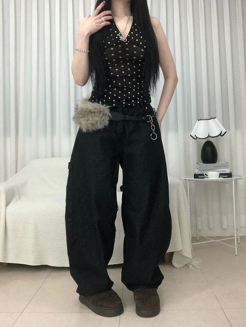 Stud Cross Wide Denim Pants