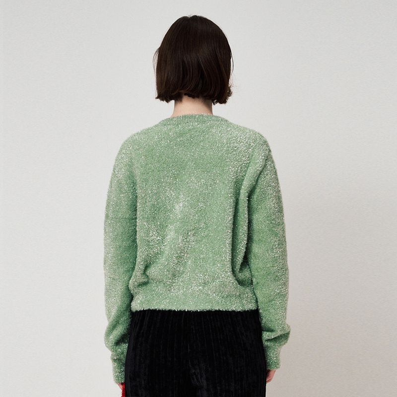 METAL KNIT CARDIGAN, GREEN