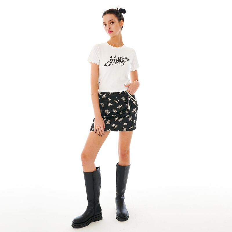 Logo Lace Crop Top [White]