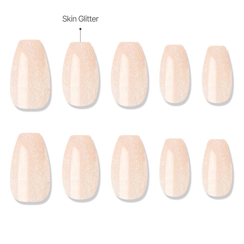 MUZMAK Reusable Nail Tip Peach Glitter(Coffin)