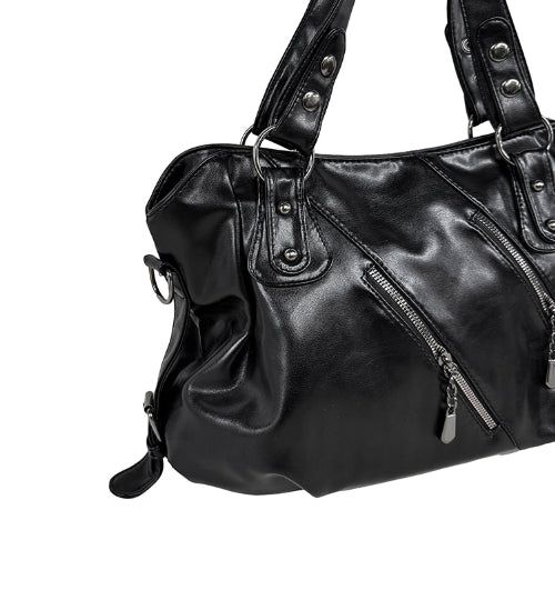 Cardi Stud Double Zipper Shoulder Bag