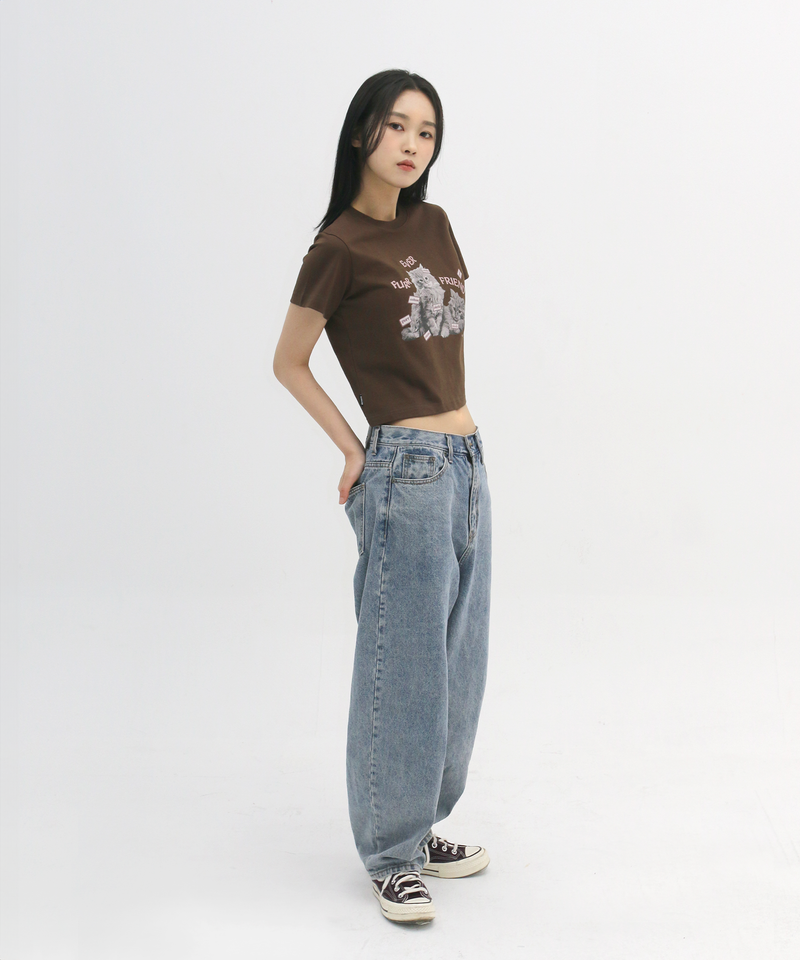 FURR EVER FRIEND Crop T-Shirt in Brown