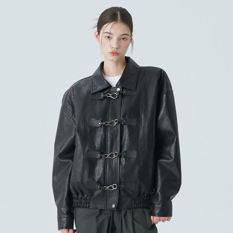 MOIFAIRE（モイフェア）の「TOGGLE LEATHER JACKET / BLACK（Jackets/Outerwear）」
