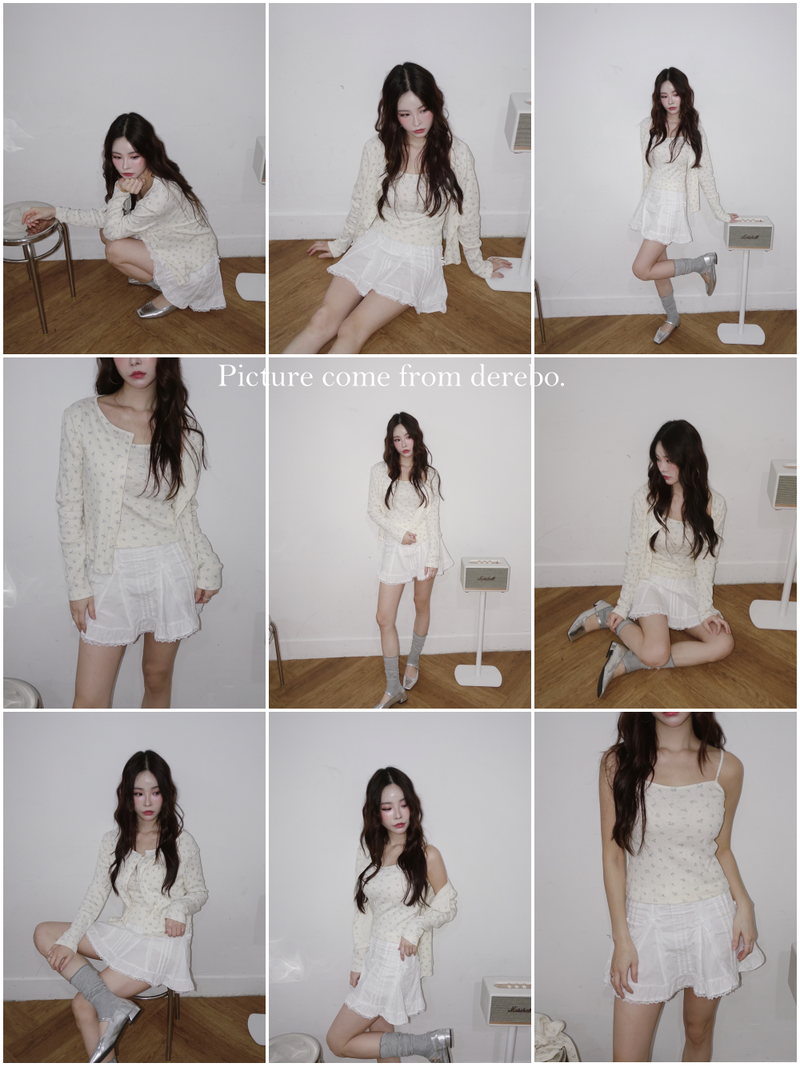 Lovely flower cardigan sleeveless two-piece set