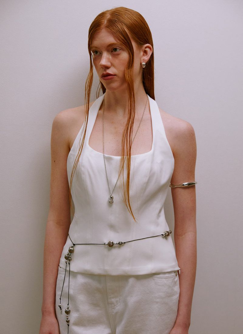Shell Leather String Belt (Black)