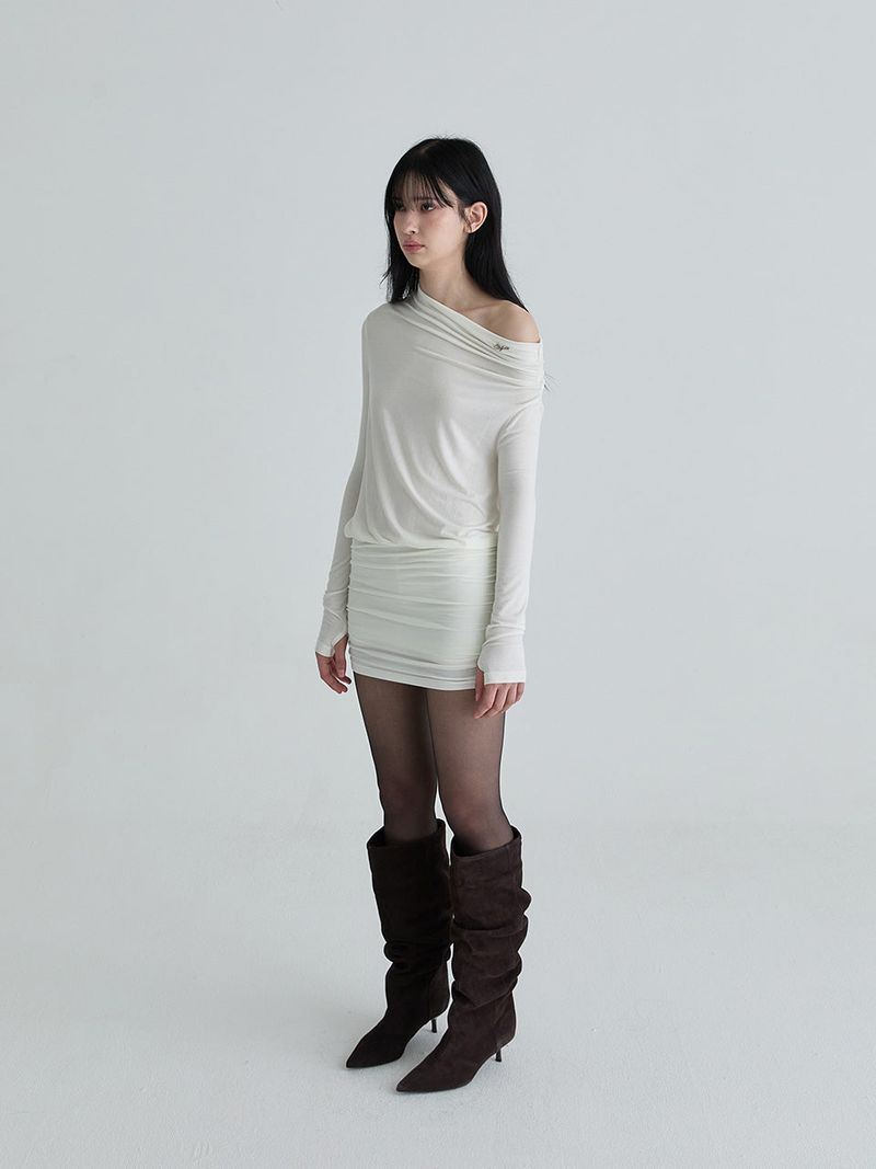 Shirring symbol dress (Ivory)