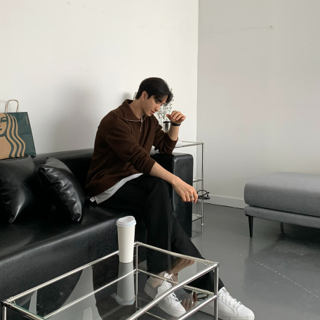 Hendes Daily Ribbed Semi-Zip Up Knit