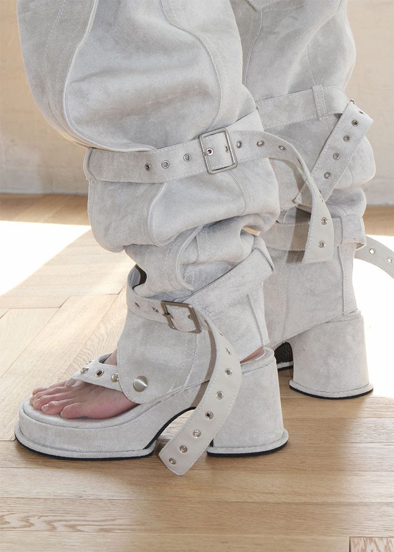BUCKLE THIGH BOOTS FLIPFLOPS (3color)