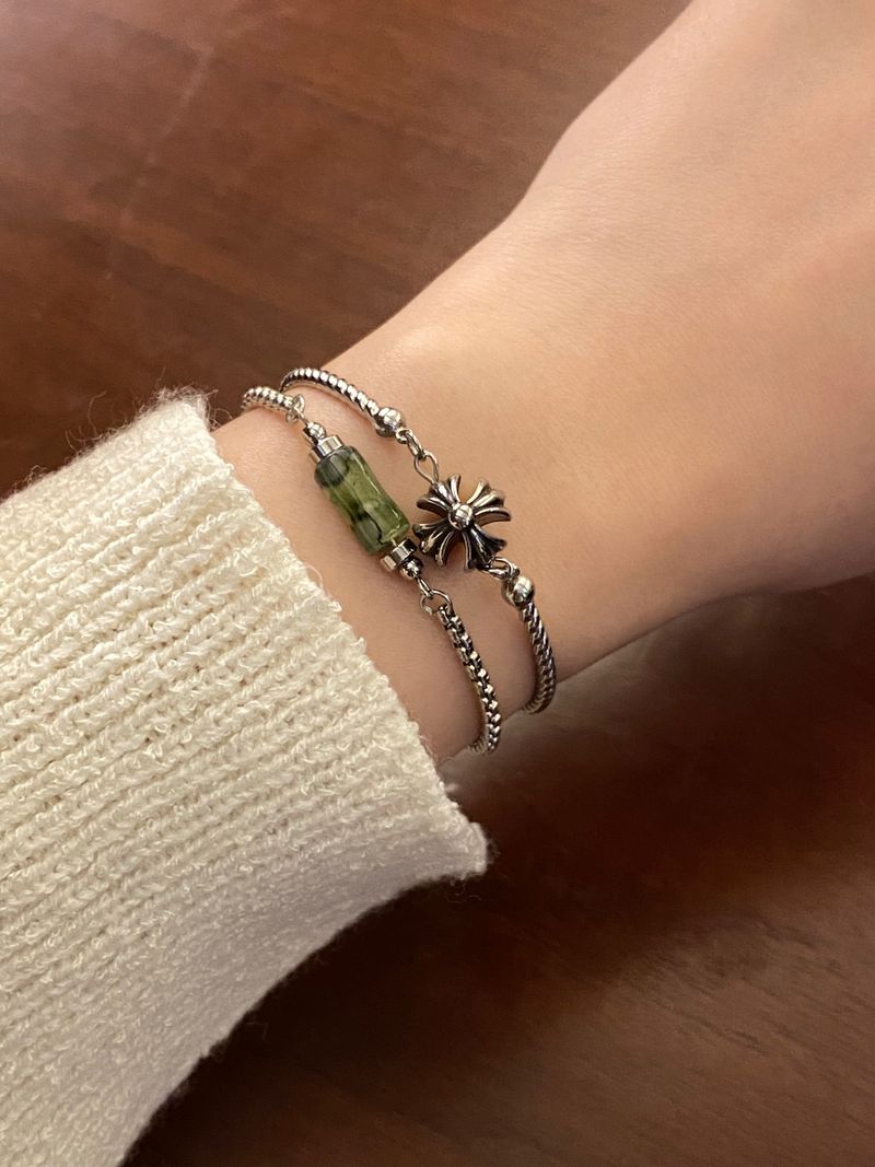 antique cross ball bracelet