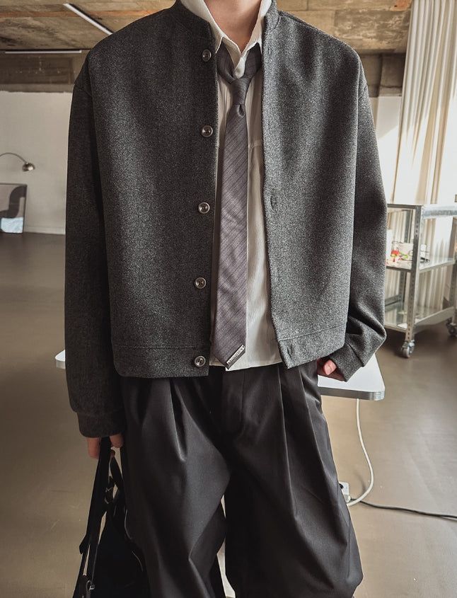 Flea Line Shoulder Wool Crop Cardigan
