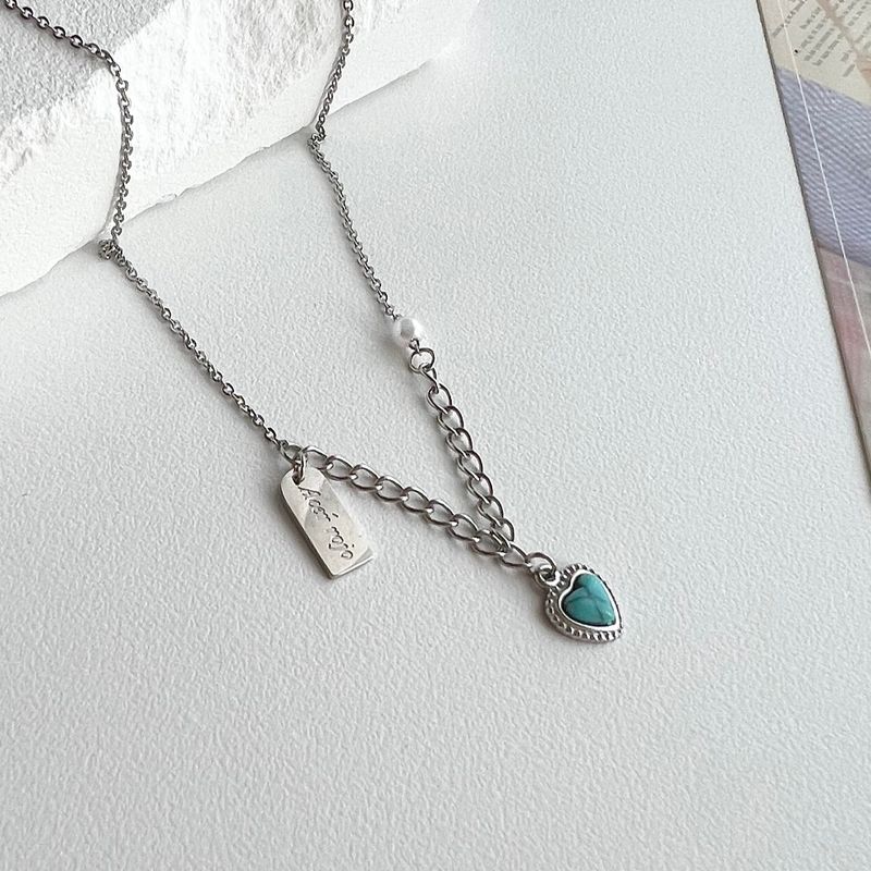 step turquoise gemstone color heart resort necklace