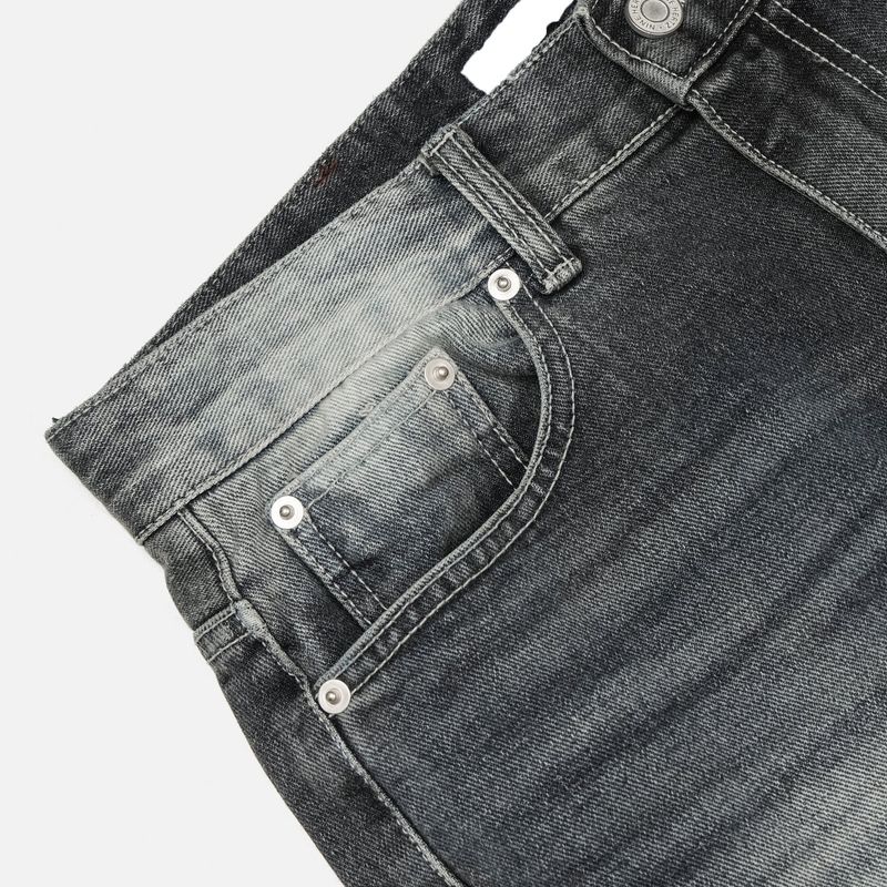 LMN Chrome Semi Wide Brush Denim Pants (4 colors)