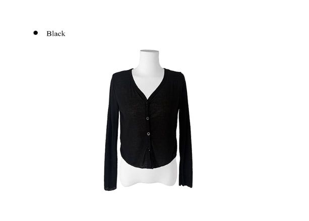 Russo See-Through Ribbed Button Cardigan