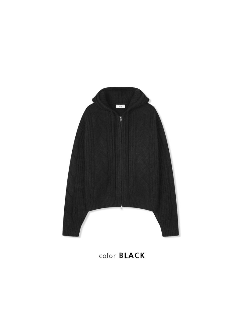 Ether Heavy Wool Knit Hooded Zip-Up (4 Colors)