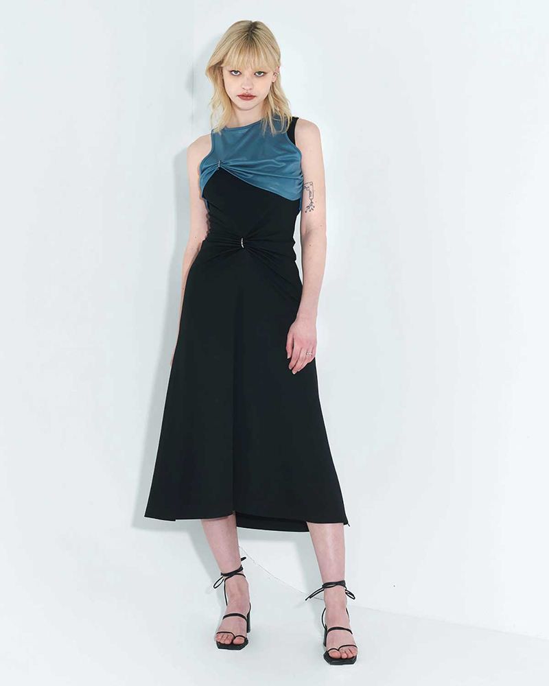 Chain Link Layered Dress _ Teal