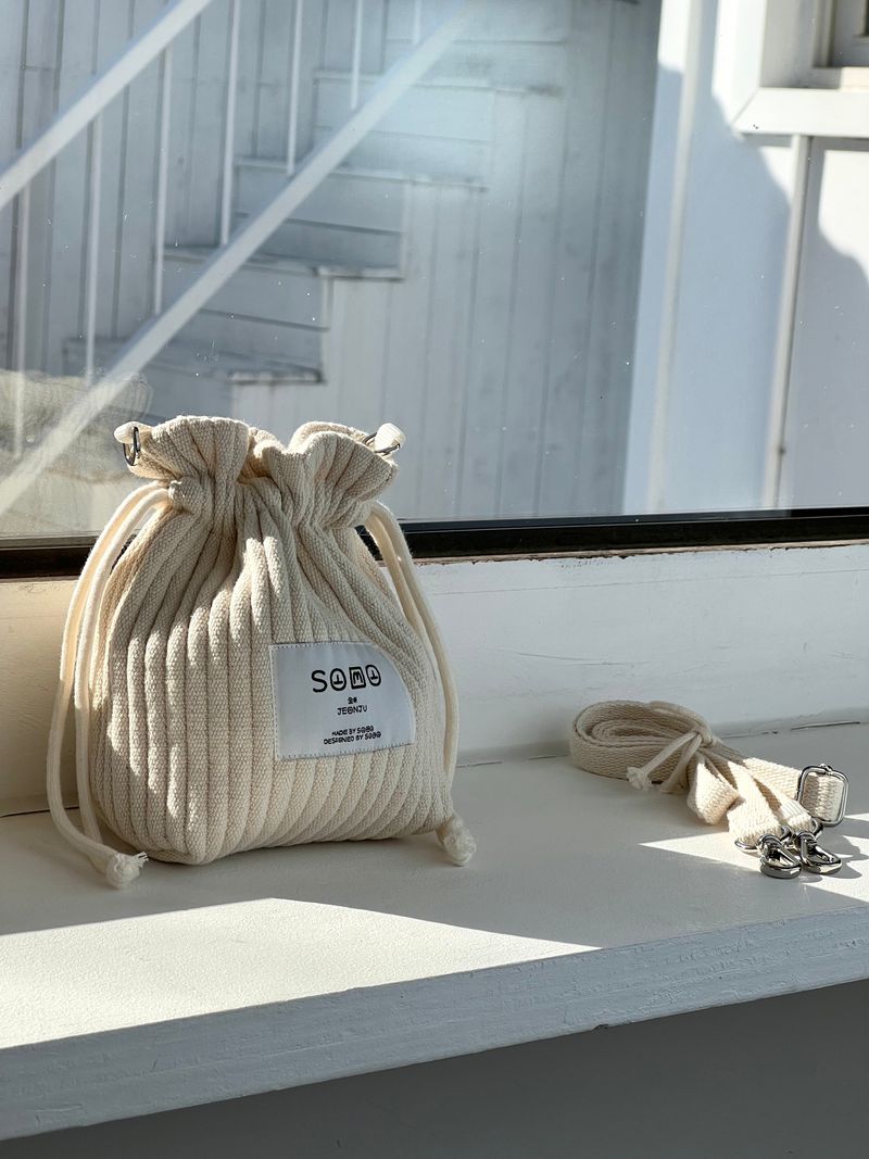 Ribbed fabric String cross bag mini