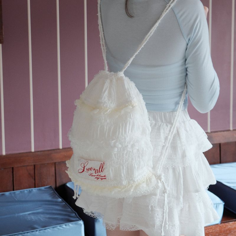 Lace string bag_white