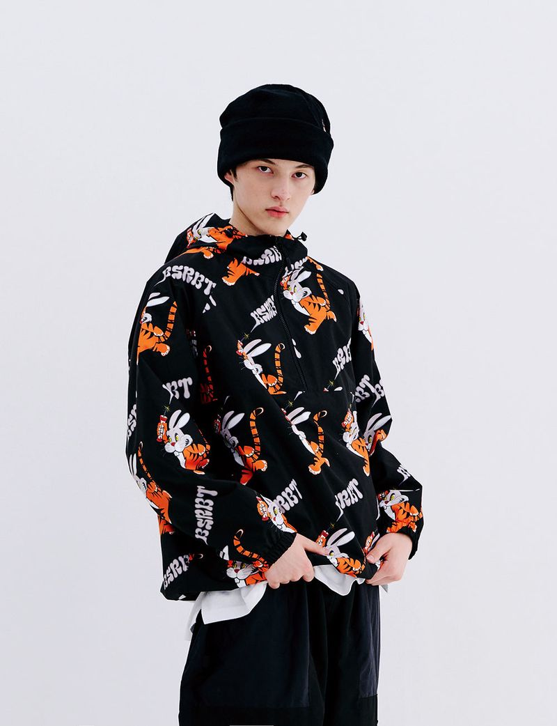 TIGER RABBIT HOODED ANORAK JACKET