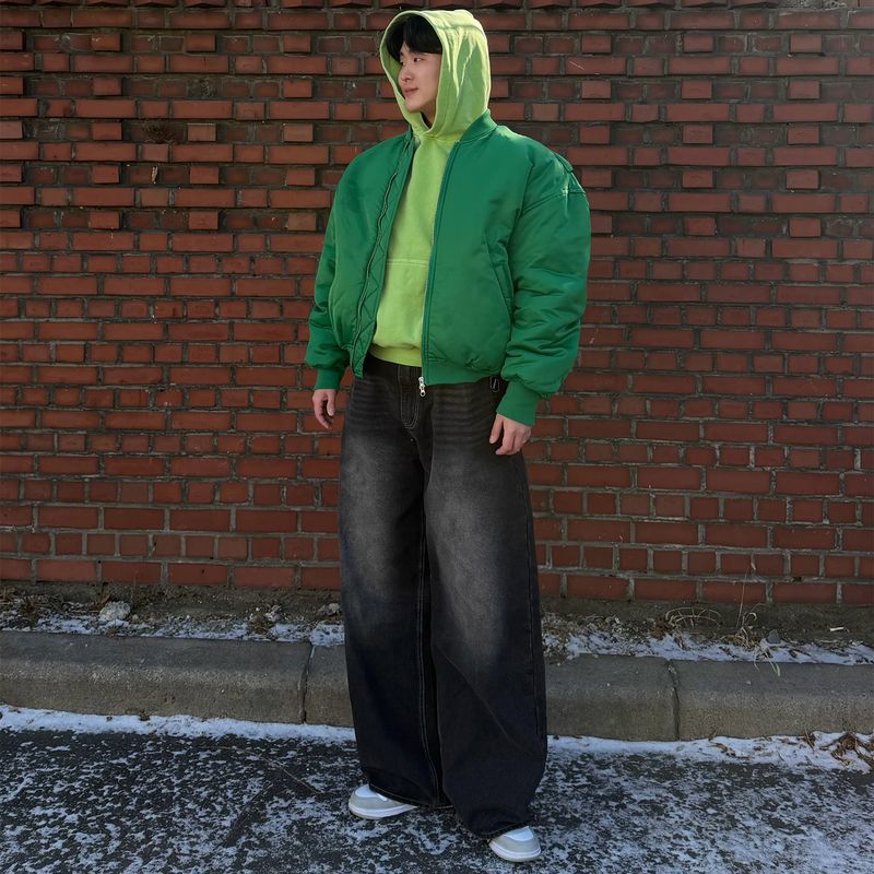 Basic washing denim pants (dark black)