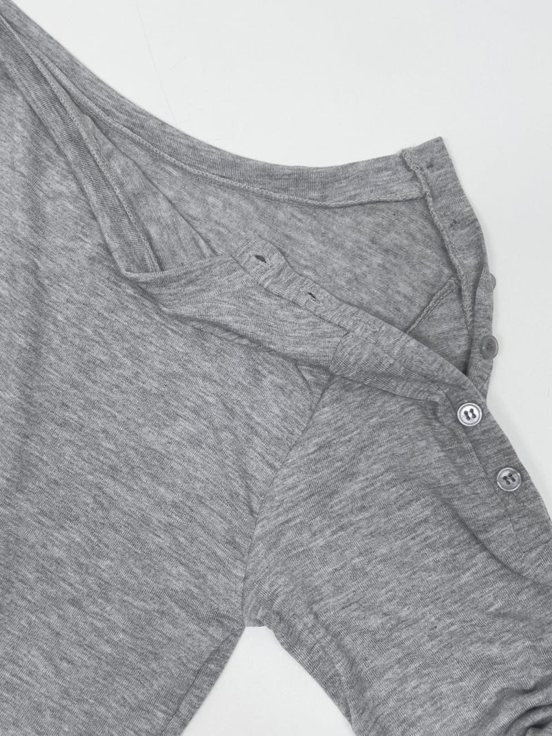 Boatneck Button Loose Fit T-shirt