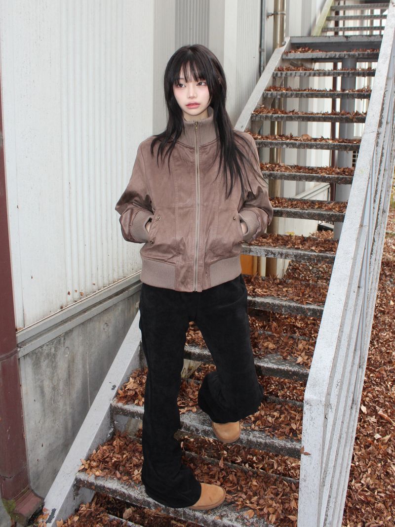 highneck suede jumper