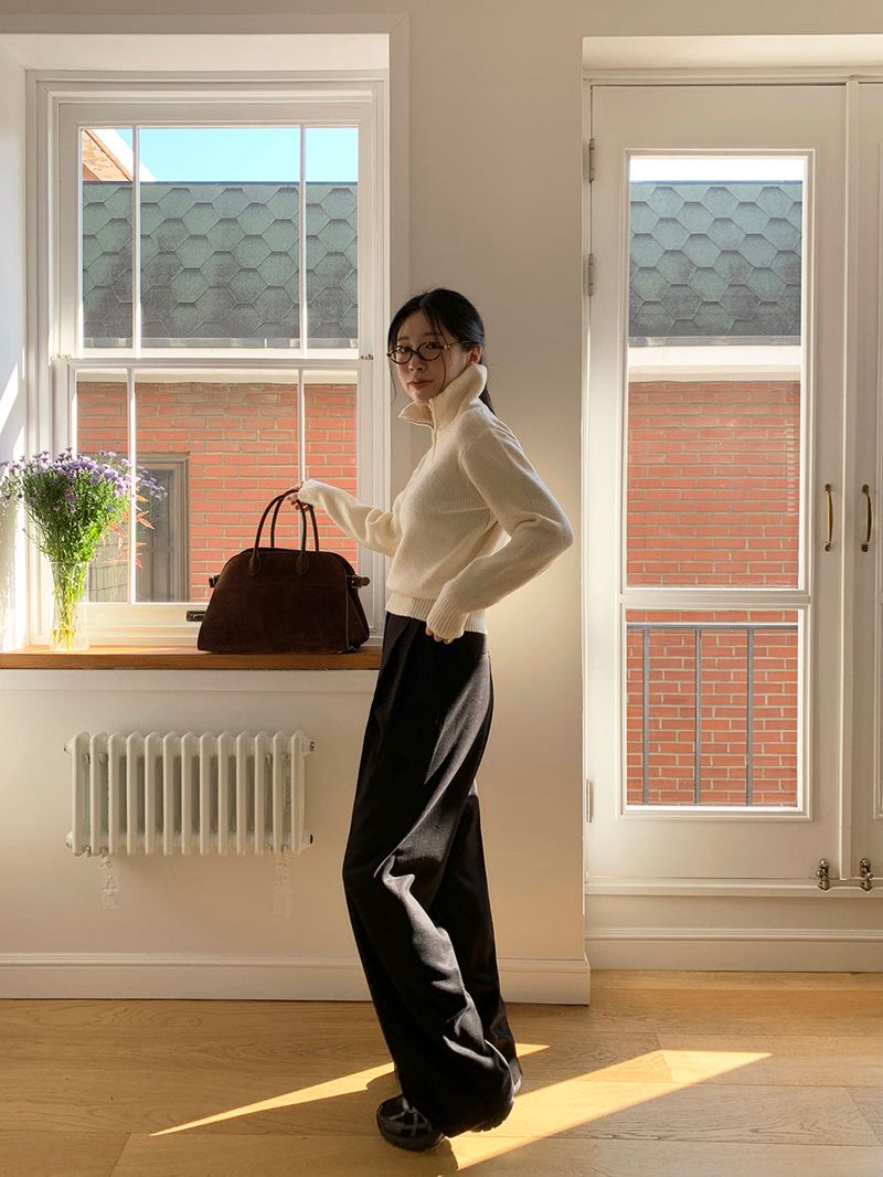 [MADE] [Wool Napping] Winter Warm Pintuck Wide Slacks