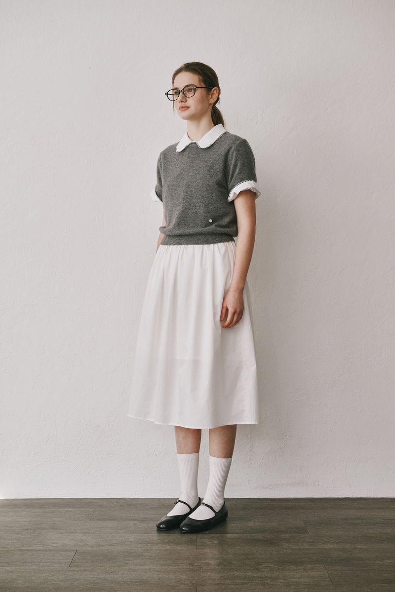 Shirring cotton skirts (Ivory)