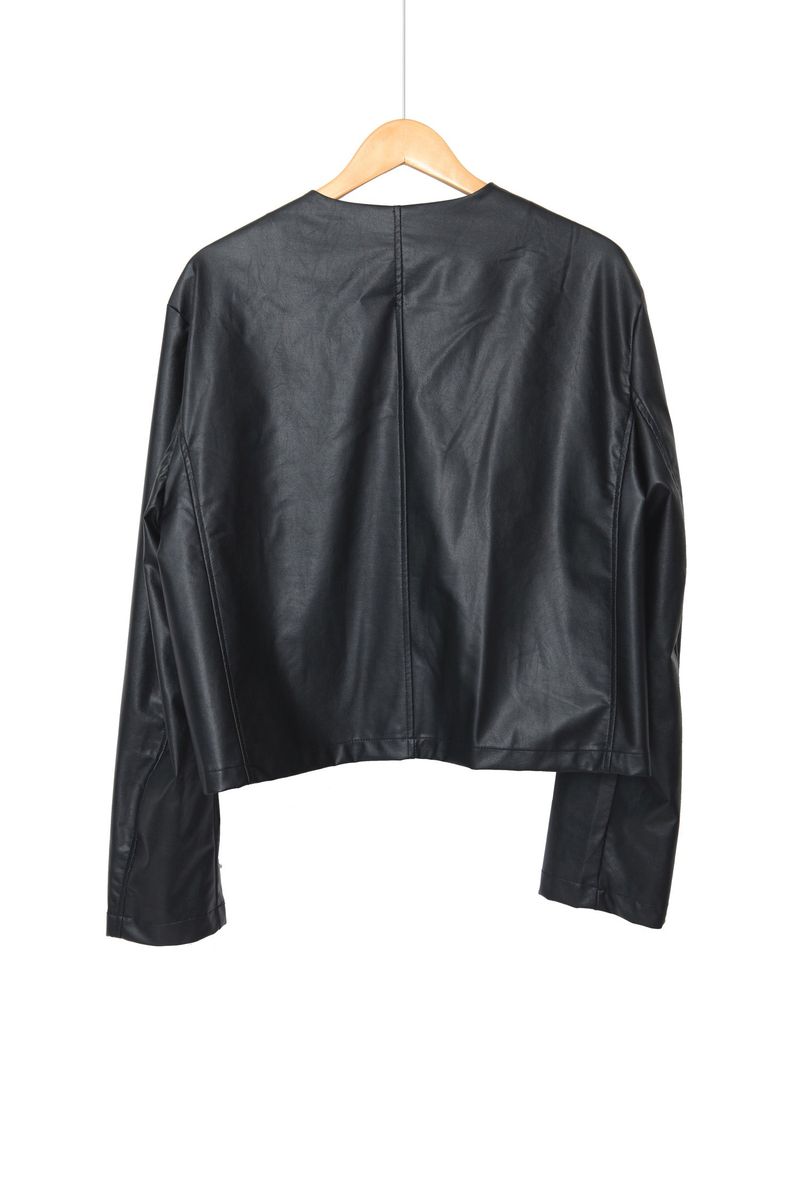 Crop leather cardigan
