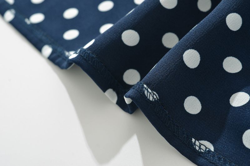 Navy Dotted Square Neck Flared Dress