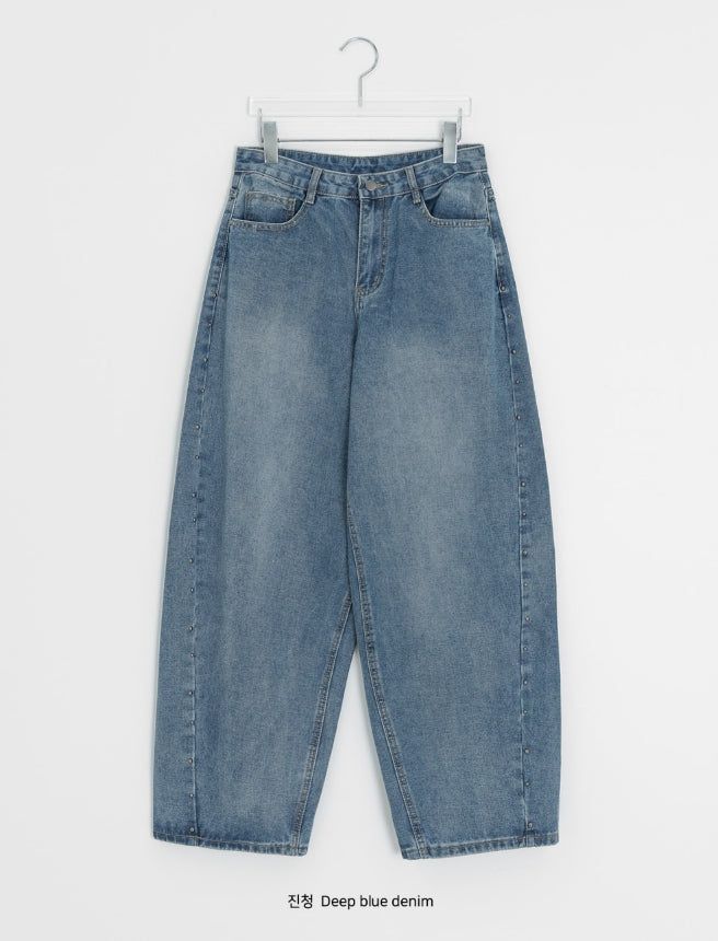 Hiphu Studded Denim Wide Pants