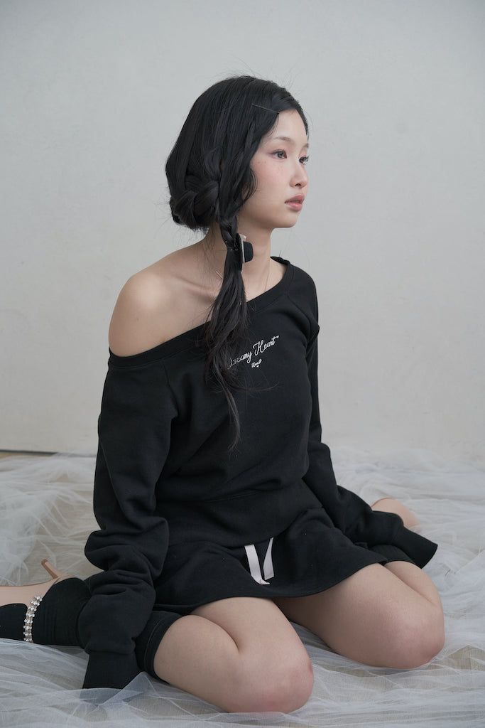 Aラインミニスカート - black