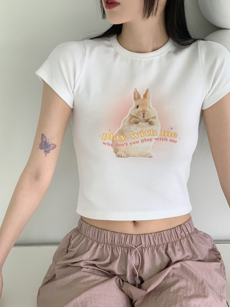 [MADE] エルカバニーラビットプリントクロップド半袖Tシャツ