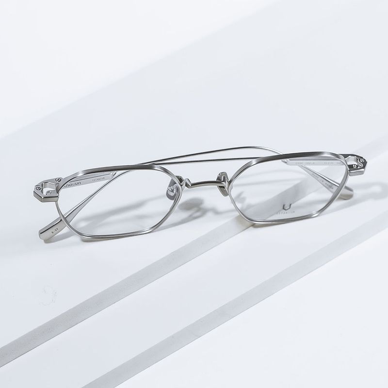 Knouun Square titanium glasses CODE. 102. A Silver
