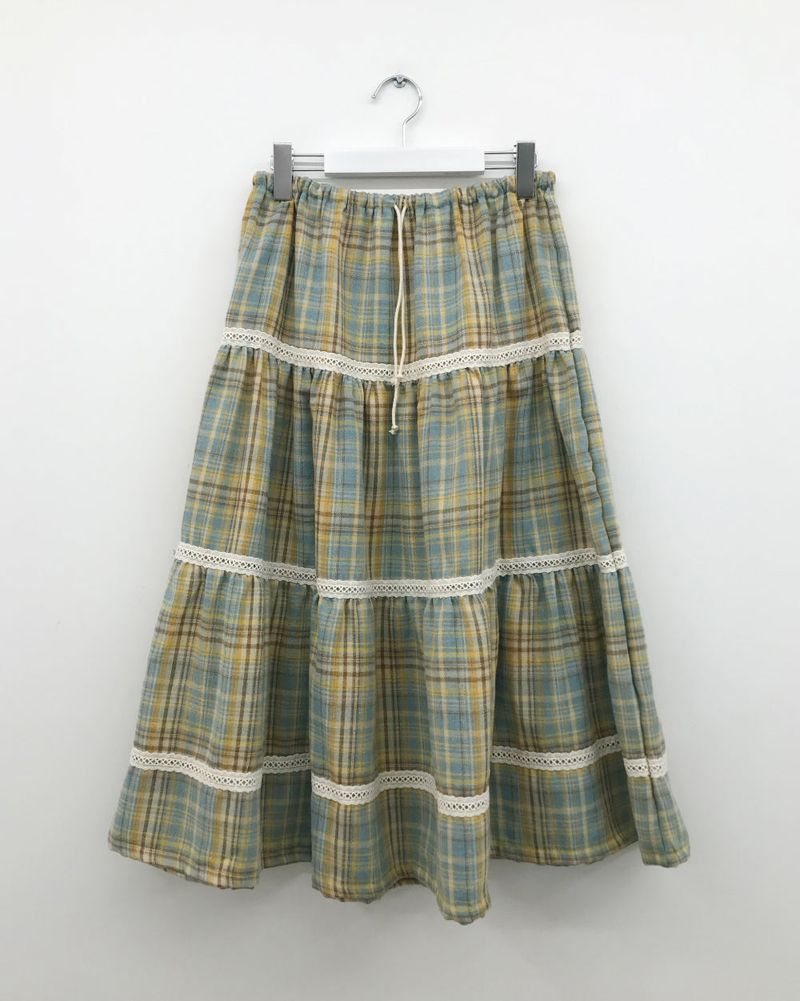 Eden check long skirt (2color)