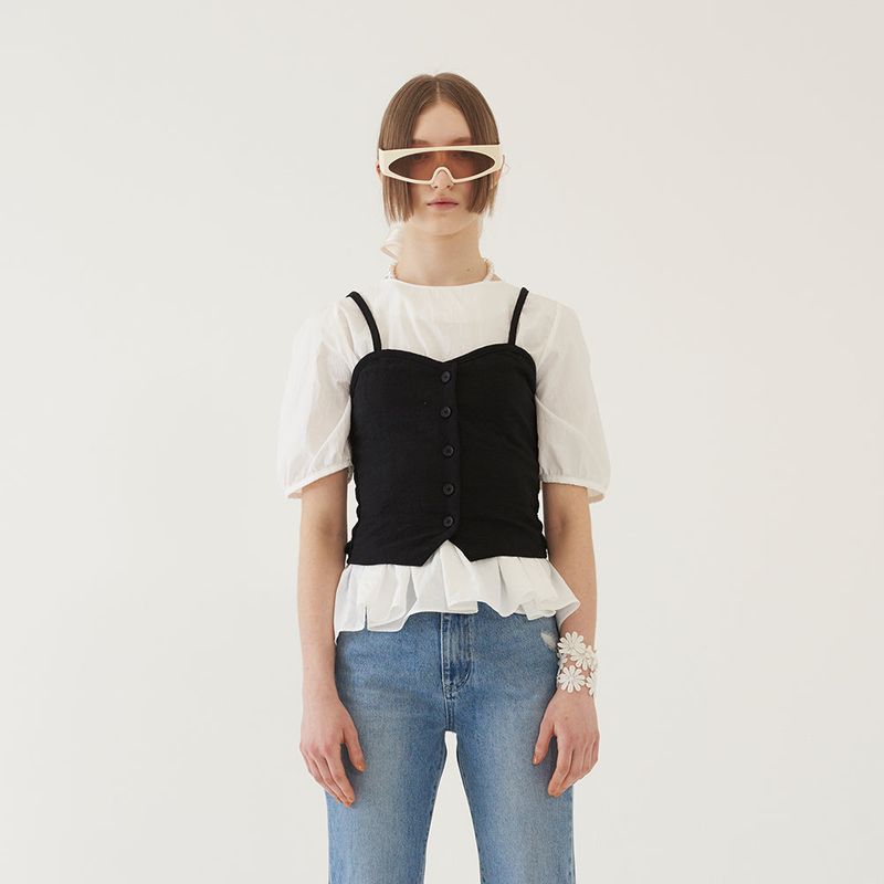BUTTONED BUSTIER (BLACK)
