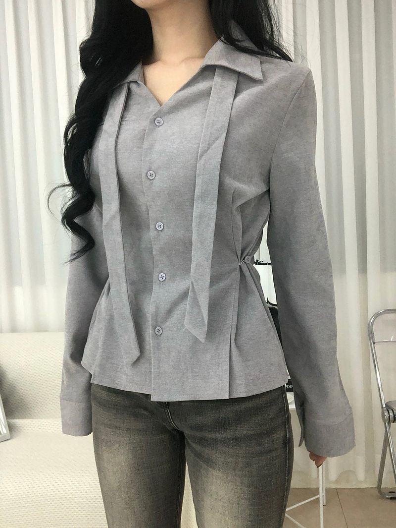 Dual Tie Pintuck Line Shirt