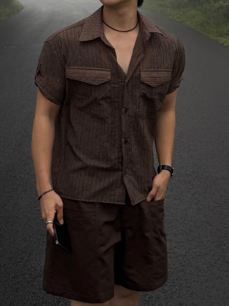 Cooling washah roll-up cropped shirt
