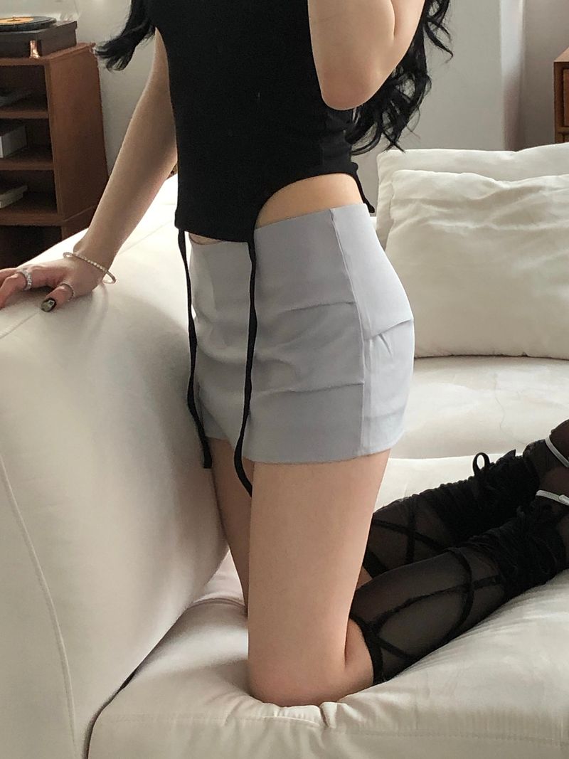 Pintuck Mini Satin Skirt