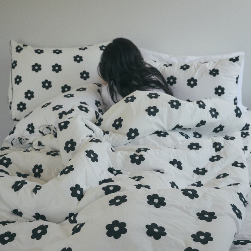 Black Flower Duvet Cover - K size
