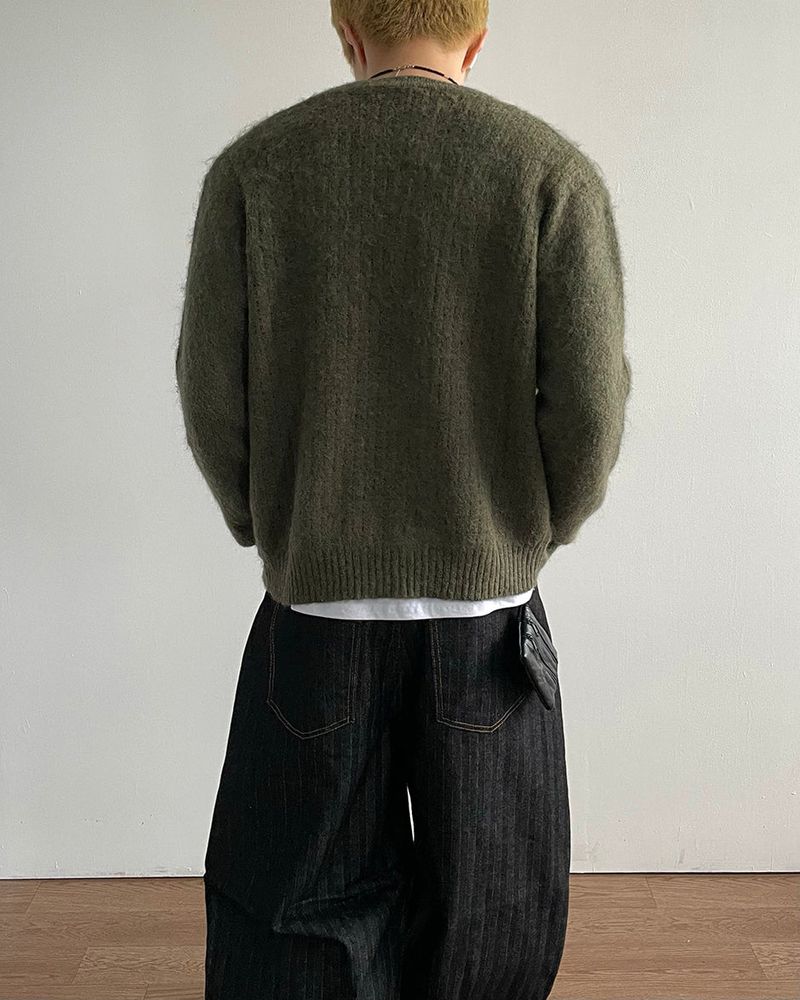 Hairy Wool crop Knit Cardigan