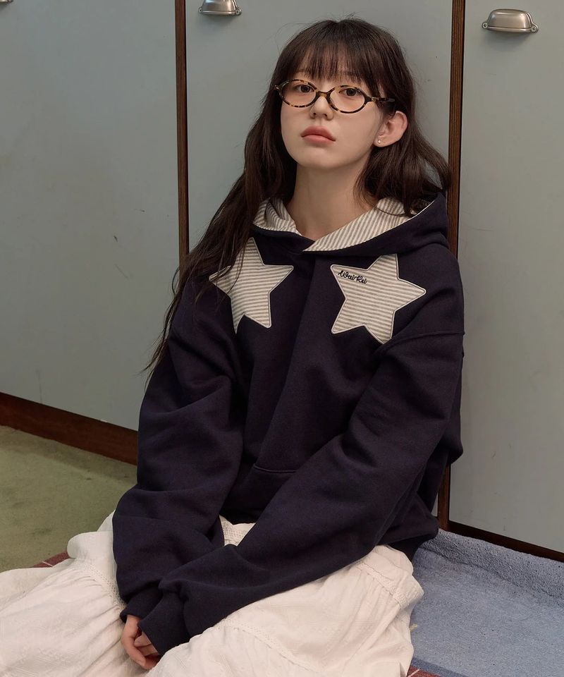 Stripe Star Applique Hoodie