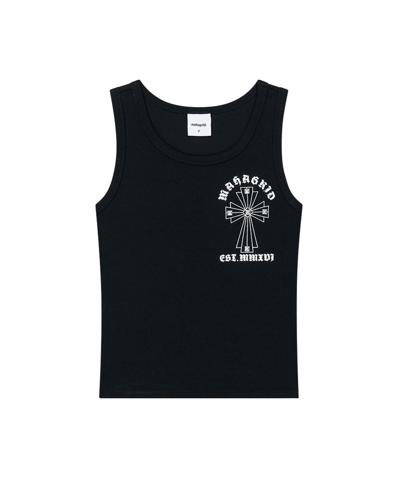 mahagrid（マハグリッド）の「CROSS STUD TANK TOP_BLACK（Tops）」