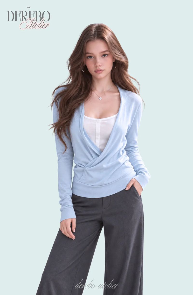 Sky crossover layered long-sleeve tee